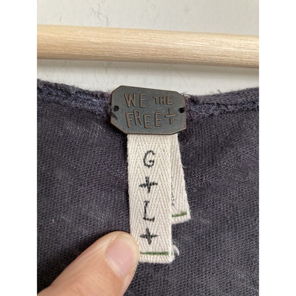 Free People One Linen Blend Tunic Ombré LARGE Blue Boho Relaxed FLAW - Picture 6 of 14